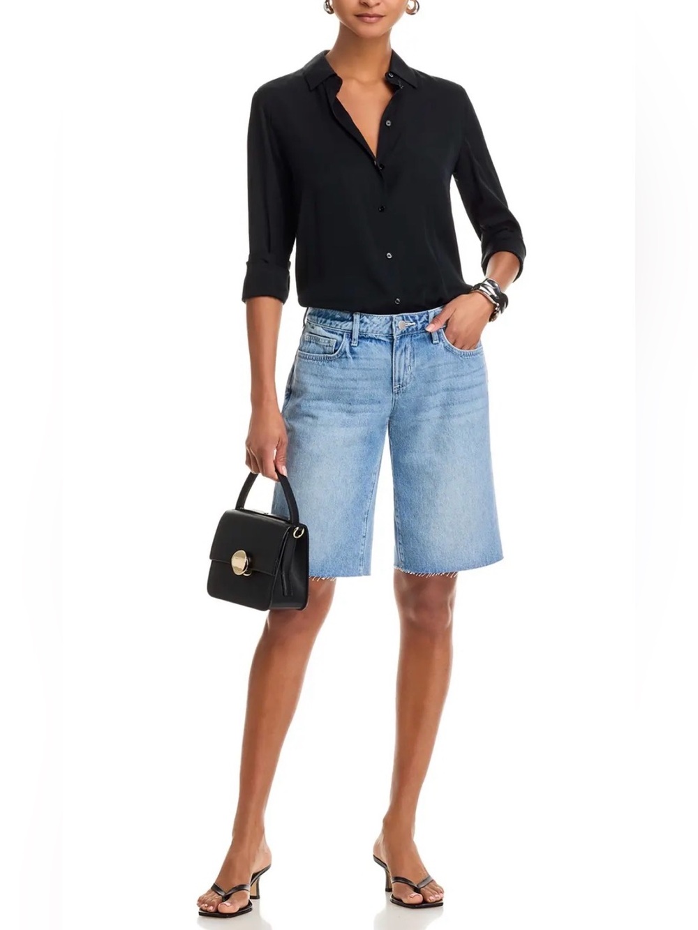 L’AGENCE • Elise low rise denim Bermuda shorts Zion wash size 27 relaxed